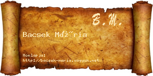 Bacsek Mária névjegykártya